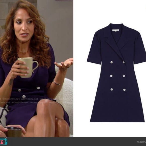 Maje Ralazer Navy Blue Stretch Knit Blazer Dress New With Tags size 38 EU - Picture 2 of 14